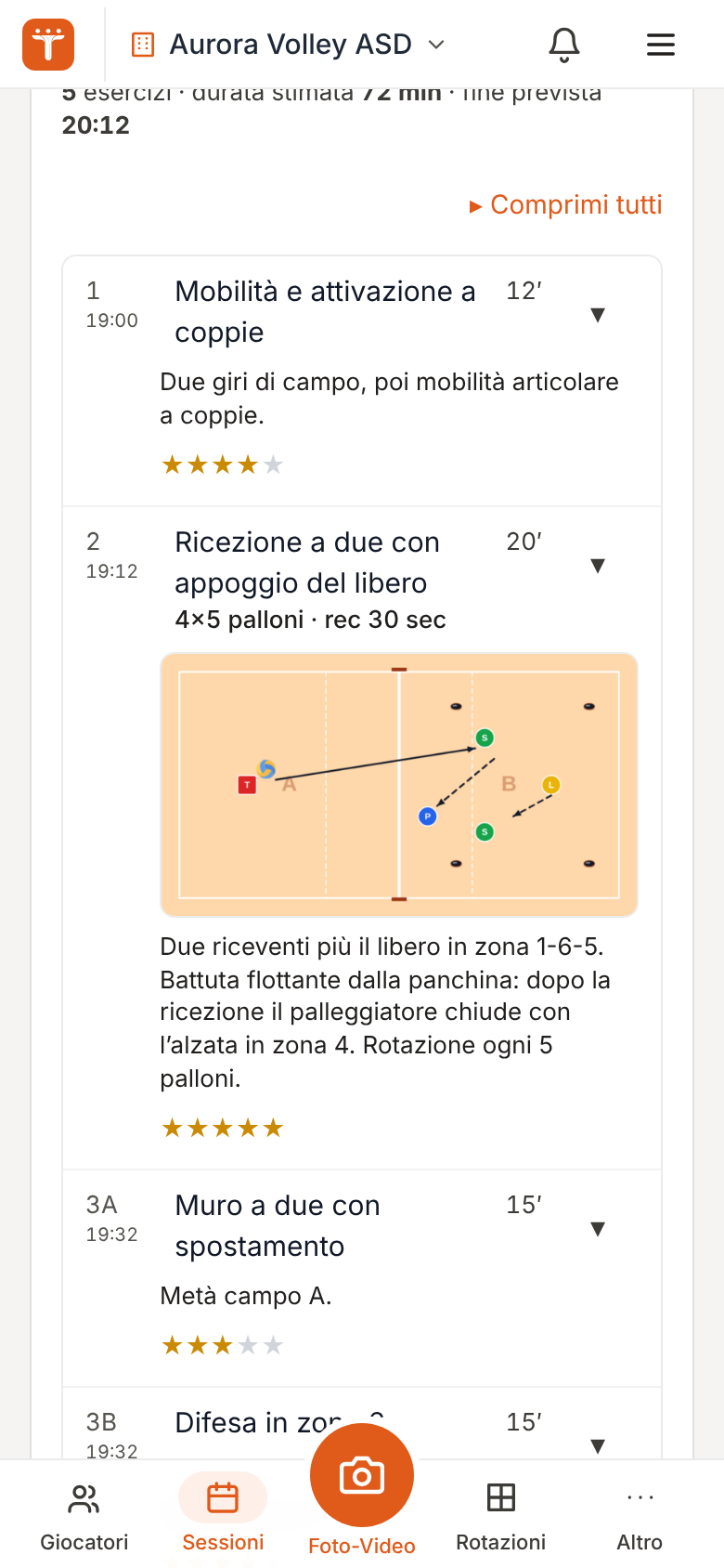 Il piano sul telefono con il campo disegnato
